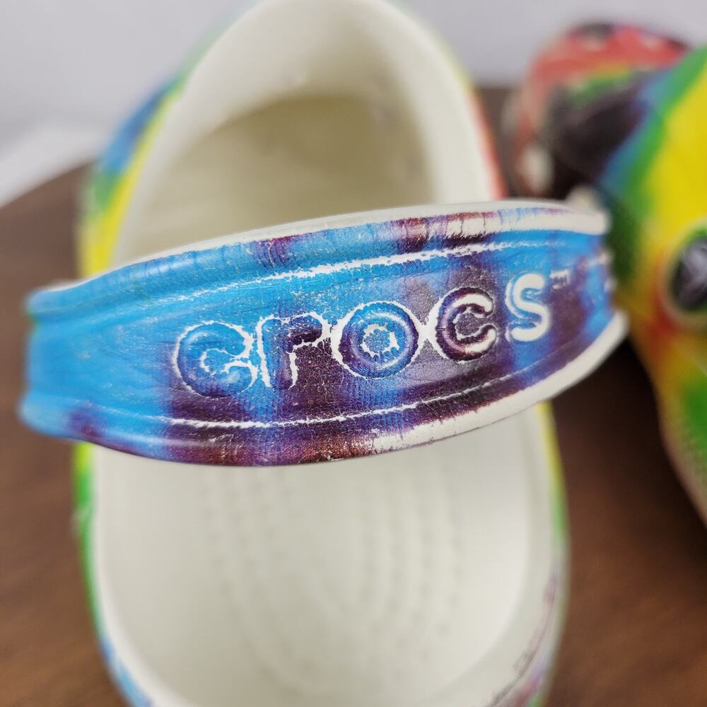 Crocs Sandals 6M/8W Muticolor Tie Dye Classic Graphic Unisex Slingback - Picture 9 of 13
